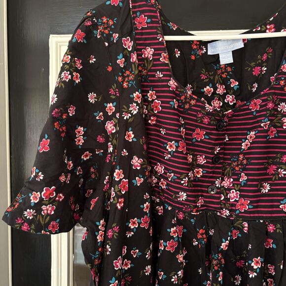 Only Necessities Dress Womens Size 3X Maxi Dress Black Floral Boho Short Sleeve - Picture 3 of 7